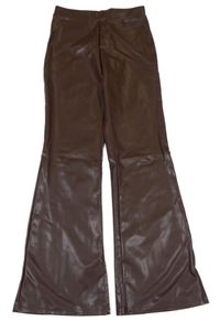 Hnědé koženkové flare legíny H&M