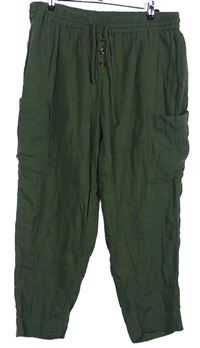 Dámské khaki mušelínové crop kalhoty s kapsami Fat Face 