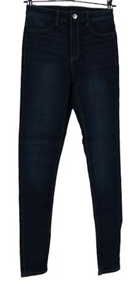 Dámské tmavomodré skinny rifle s vysokým pasem H&M