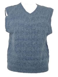 Dámská modrá ažurová svetrová vesta 