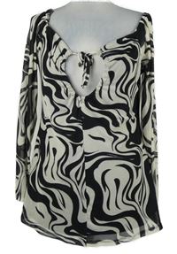 Nové - Dámské černo-béžové vzorované tylové triko s průstřihem a lodičkovým výstřihem Simply Be