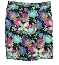 Dámská černo-barevná květovaná pouzdrová sukně J. Crew 