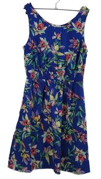 Dámské safírové květované šaty New Look 