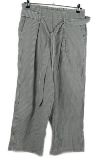 Dámské šedo-bílé pruhované culottes krepové kalhoty s páskem Elle Nor 