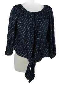 Dámská tmavomodrá vzorovaná crop halenka s uzlem C&A