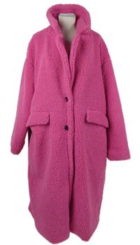 Dámský fuchsiový buklé kabát Primark 