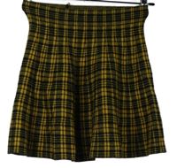 Dámská černo-žlutá kostkovaná pletená sukně Primark 