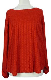 Dámský červený copánkový volný svetr TU 