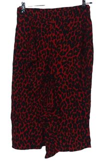 Dámská červeno-černá vzorovaná sukně s volánkem Zara 