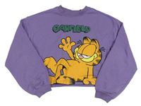 Fialová crop mikina s Garfieldem H&M