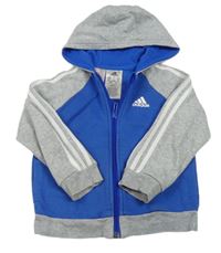 Modro-šedá propínací mikina s logem a kapucí Adidas
