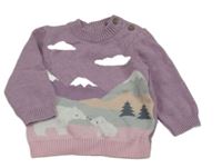 Fialovo-barevný svetr s medvědy Tu