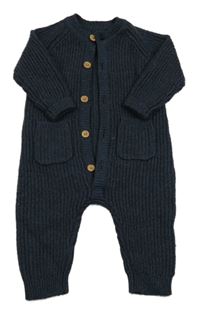 Tmavomodro-černý melírovaný pletený overal George