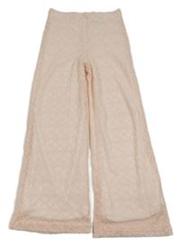 Světlerůžovo-bílé krajkované kalhoty Leigh Tucker