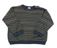 Tmavomodro-barevný vzorovaný svetr H&M