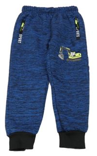 Modro-černé melírované tepláky s bagrem