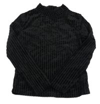 Černé pruhované sametové triko 