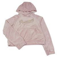 Světlerůžová plyšová crop mikina s logem a kapucí Pineapple