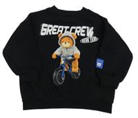 Černá mikina s medvědem a nápisem Zara