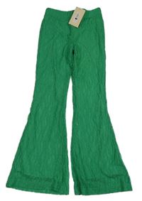 Nové - Zelené krajkované flare legíny 