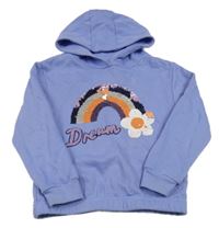 Modrá mikina s duhou z flitrů a kapucí Primark