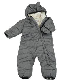Šedá šusťáková zimní kombinéza s kapucí- medvěd Lily & Dan