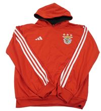 Nové - Červená fotbalová mikina s nášivkou a kapucí 