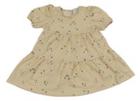 Béžové šaty s květinami 