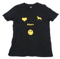 Černé tričko se srdíčkem a psem H&M