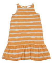 Bílo-oranžové pruhované bavlněné šaty Yigga