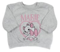 Světlešedá melírovaná mikina s kočkou Primark