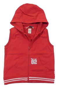 Červená propínací tepláková vesta s číslem a kapucí H&M