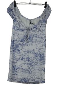 Dámská modro-bílá vzorovaná síťovaná tunika se zavazováním Motel