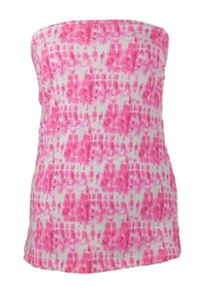 Dámský bílo-růžový vzorovaný top bez ramínek Papaya