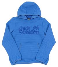 Modrá žebrovaná funkční mikina s kapucí Jack Wolfskin