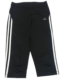 Černé sportovní capri legíny s pruhy Adidas