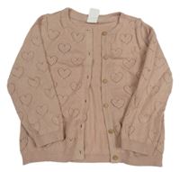 Pudrový propínací svetr se srdíčky H&M