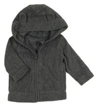 Tmavošedá fleecová propínací mikina s kapucí George 