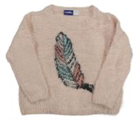 Světlerůžový chlupatý svetr s pírkem Lupilu