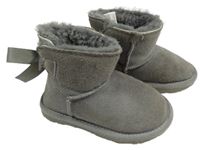 Šedé semišové zimní válenky Lily & Dan vel. 28