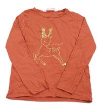 Oranžové triko se sobem H&M