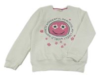 Bílá prošívaná mikina se smajlíkem 