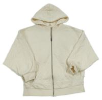 Smetanová prošívaná propínací oversize  mikina s kapucí M&S