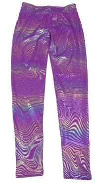 Purpurové třpytivé vzorované sportovní legíny Dunnes