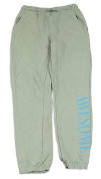 Zelenkavé tepláky s nápisem Beatwear 