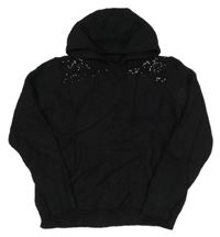 Černý svetr s flitry a kapucí Dunnes