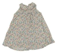 Bílo-barevné květované manšestrové šaty C&A