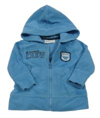 Modrá fleecová propínací mikina s nápisem a kapucí Impidimpi