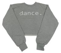 Šedá melírovaná crop mikina s nápisem 