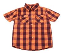 Oranžovo-vínová kostkovaná košile s kapsou U.S. POLO ASSN.